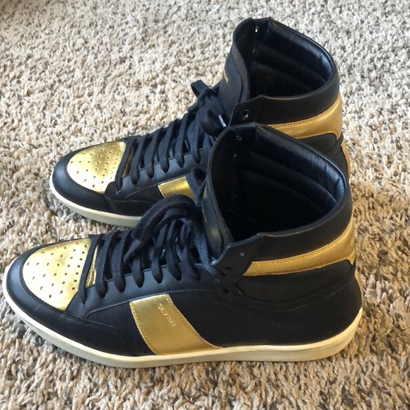 Black And Gold Saint Laurent Sneakers 
